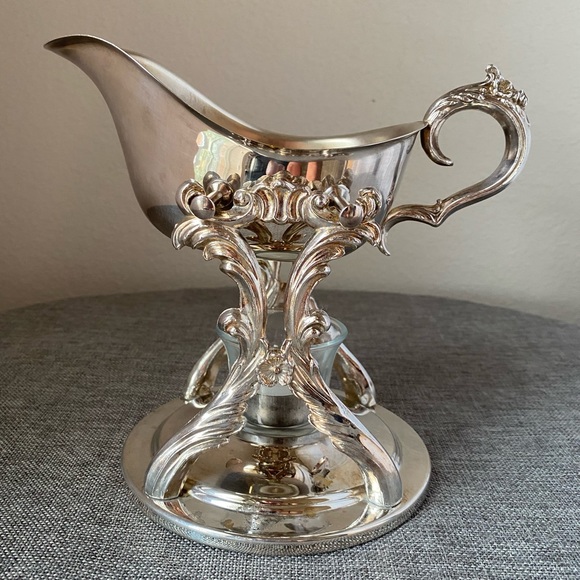 F.B. Rogers Dining Vintage Ornate Silver Plate Gravy Boat With Chafing Stand Poshmark